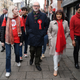 Britain’s main opposition Labour Party leader Jeremy Corbyn walks to a Polling Station to cast his ballot paper and vote, in north London on December 12, 2019, as Britain holds a general election.